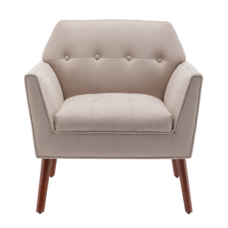 Ayna Upholstered Armchair, Sandy Beige Fabric Polyester Blend/Cotton Blend 