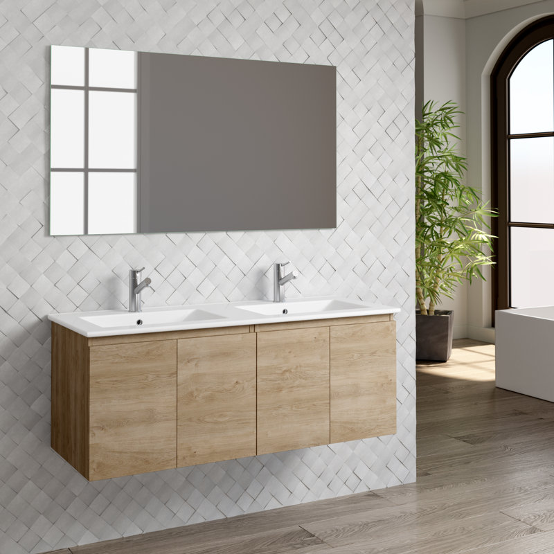Ensemble de meuble-lavabo mural simple 46" avec miroir Jasso