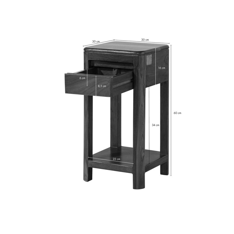 Toronto Solid Wood End Table, Smoked Cherry