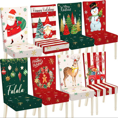 Housses de chaise de Noël Housses de dossier de chaise de Noël Housses de protection de chaise de Noël Housses de siège de salle à manger d'hiver lavables pour décorations de cuisine d'hôtel à la maison (arbre de Noël)