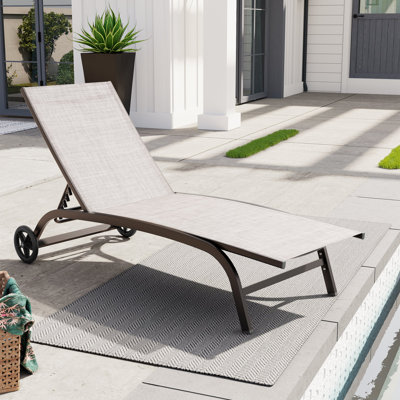 Crescentino 66.93" Long Single Chaise Lounge with Wheels