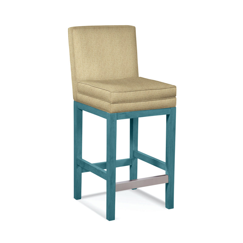 Upholstered Stool, Beige Sugar Performance; 0863-93, Nickel Finish