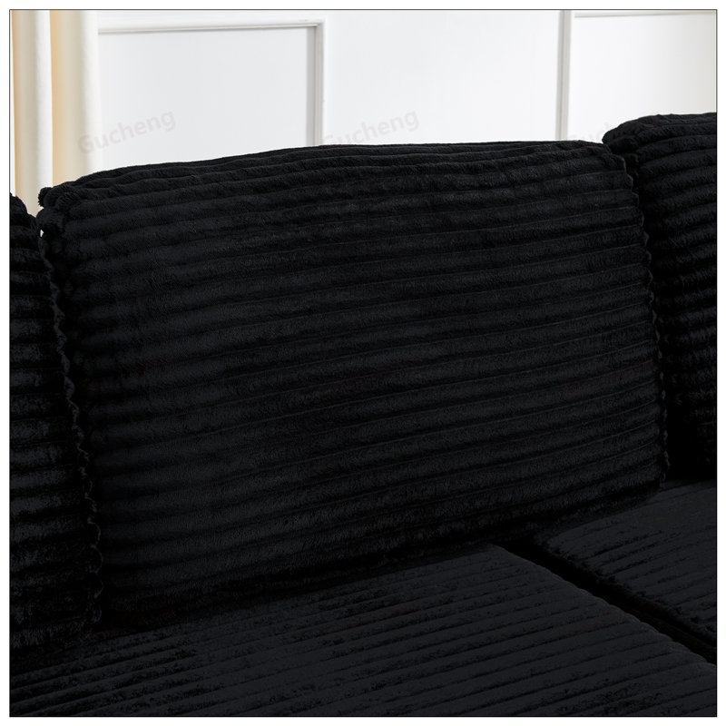 Canapé modulaire en forme de L, canapé compressé confortable avec un design peu encombrant, se déplie en un lit, style minimaliste moderne