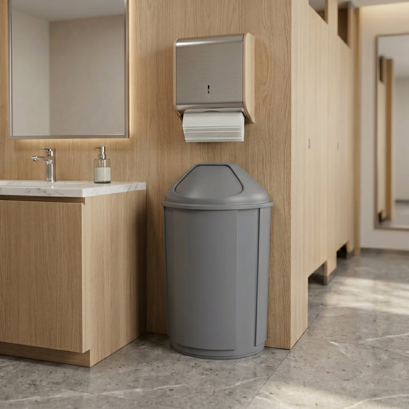 Poubelle en plastique 21 gallons avec couvercle en dôme, Gray