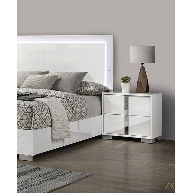 Table de chevet contemporaine classique 1pc, Blanc