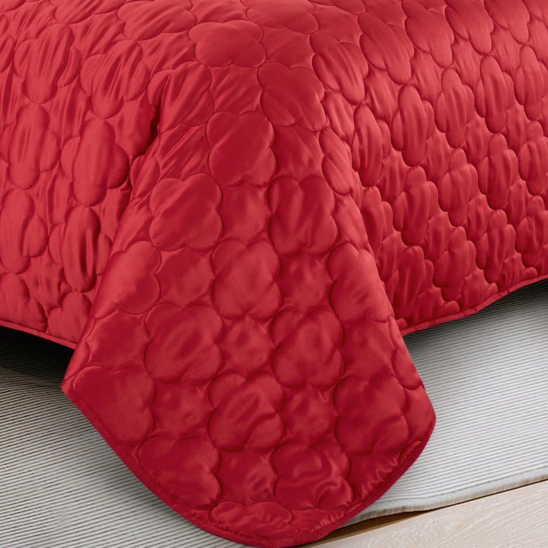 Ayers Satin 3 Piece Reversible Bedspread, Black/Red, King Bedspread + 2 King Shams