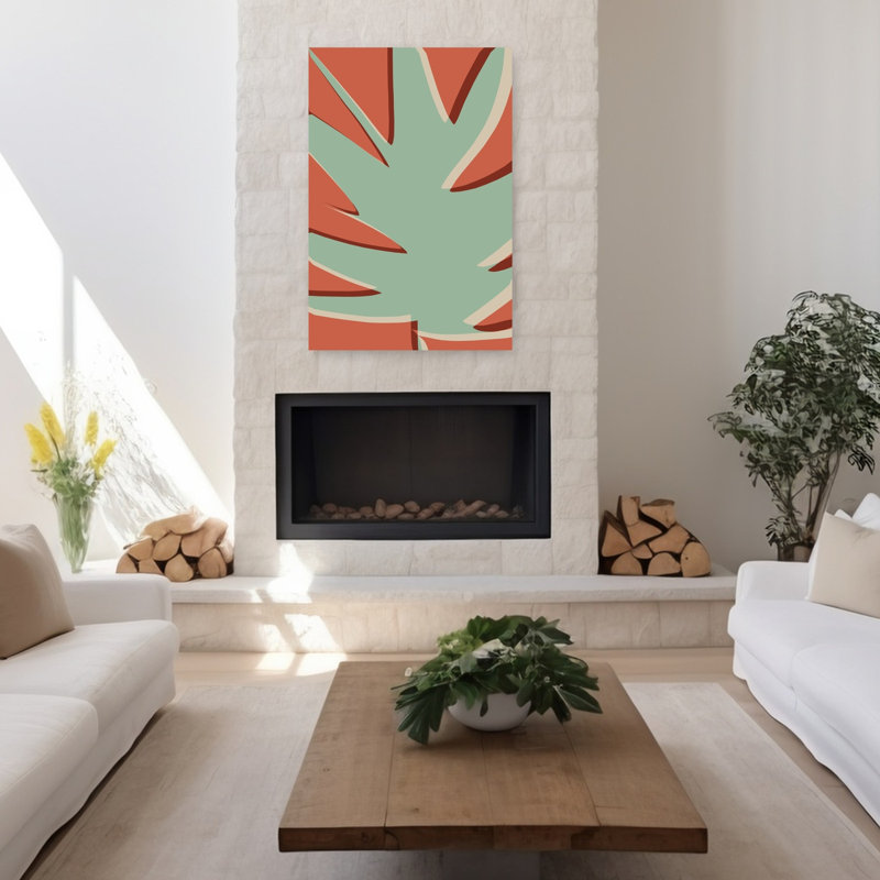 «Angular Leaf Forms Abstract Contemporary Geometric Nature Plant», reproduction d'art mural, 48" H x 32" W