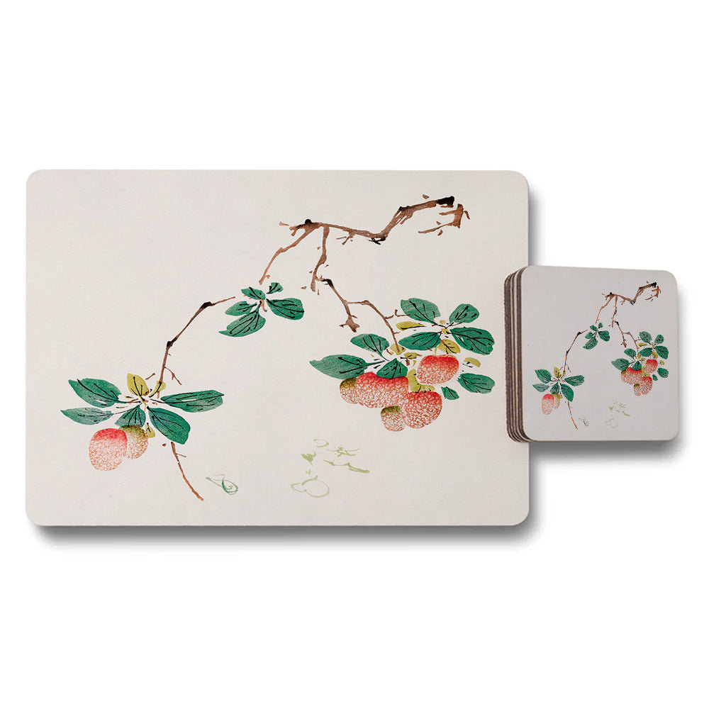 Strawberry Branch Botanical Placemat And Coaster Set