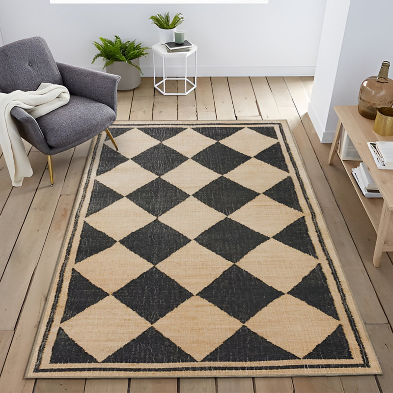 Tapis en polypropylène à motif géométrique beige Maarya, Rectangle 3 pi 11 po x 5 pi 11 po