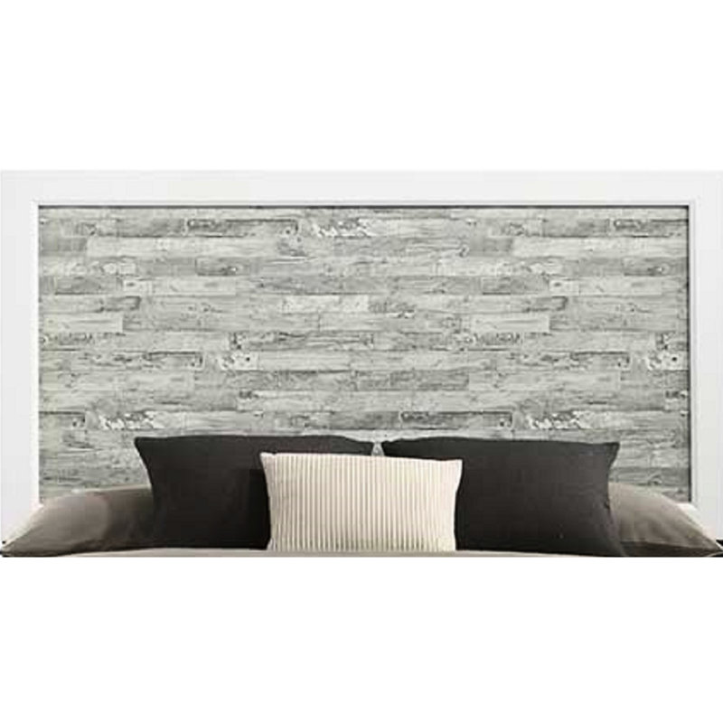 Lit à panneaux grand moderne avec pieds de soutien stables et finition bicolore gris / blanc pour chambre à coucher