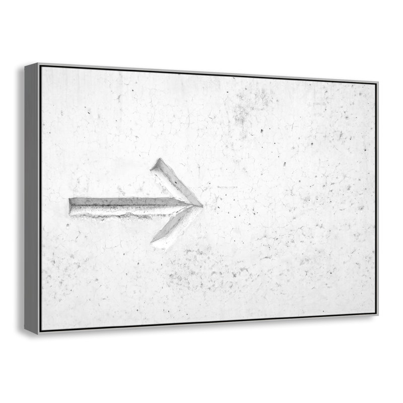 Flèche sur fond blanc par Nik, Pas de tapis, H 41,5 po x l 61,5 po x P 2 po, Cadre flottant blanc