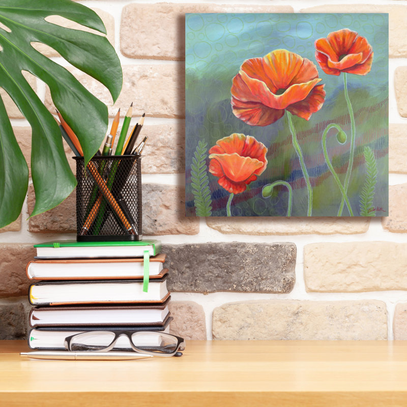 «Poppies 1 Big» par Bebe Keith, art mural sur toile, 12 po x 12 po