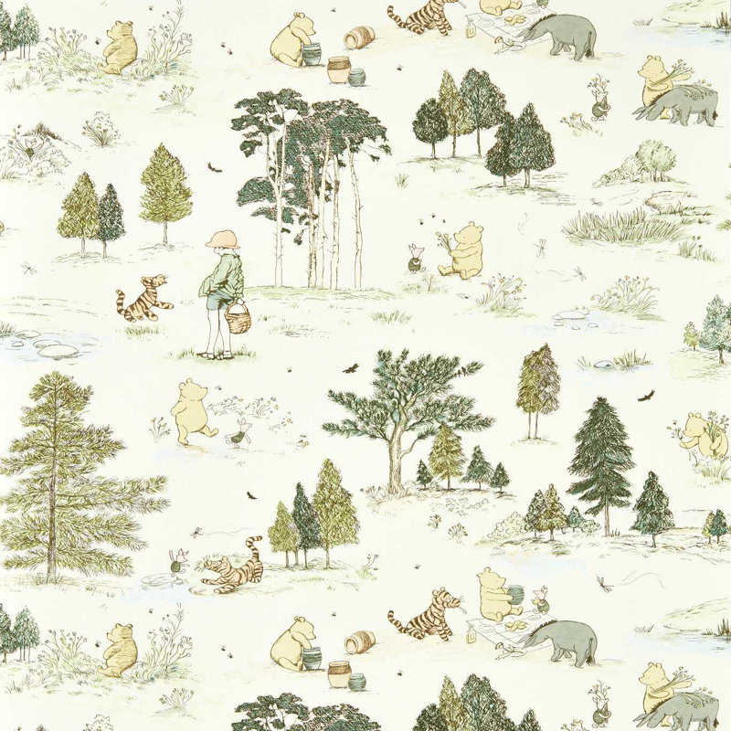 Winnie the Pooh Wallpaper, Macaron Green