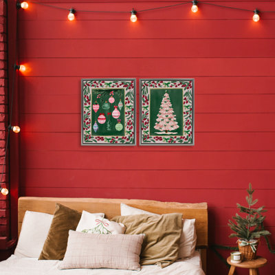 Ensemble de cadres flottants 2 pièces Vintage Ornaments & Tree Border, design par Yen