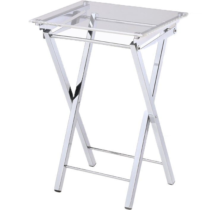 Chrome and Clear Acrylic Folding Tray Table Set