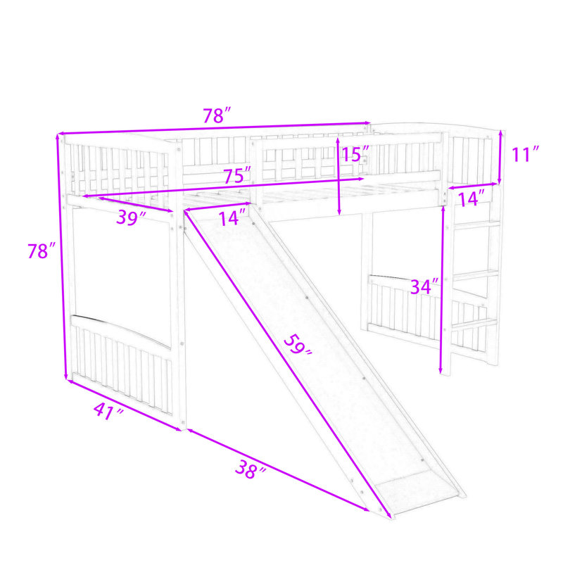 Ericia Kids Twin Loft Bed, White
