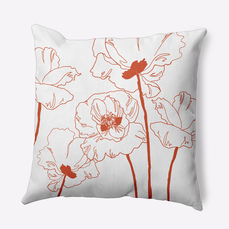 Coussin décoratif floral intérieur / extérieur en polyester, H 16 po x l 16 po, Carré