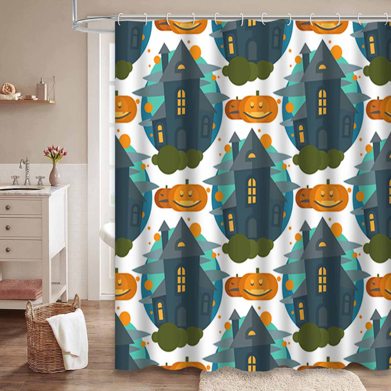Rideau de douche gris foncé avec 12 crochets Dark Witch Castle, L 72 po x l 78 po