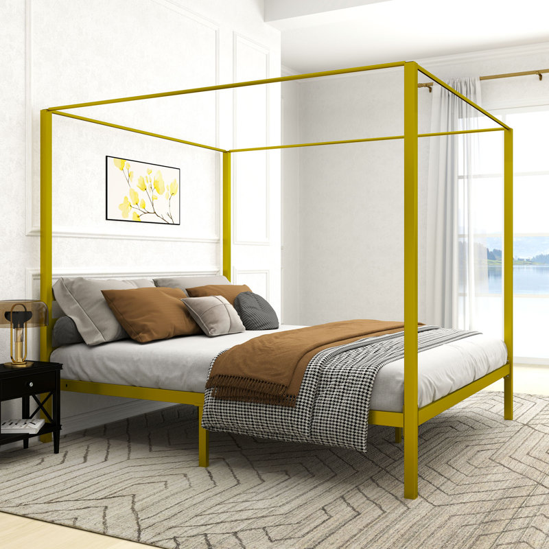 Metal Canopy Bed, Gold, King