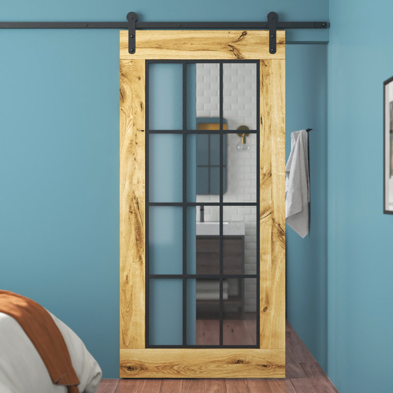 Jordon Solid Oak Sliding Barn Doors Prefinished, 210cm H x 100cm W, Natural Wood Oiled