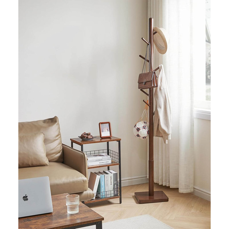 Freestanding 8 - Hook Coat Rack, Brown