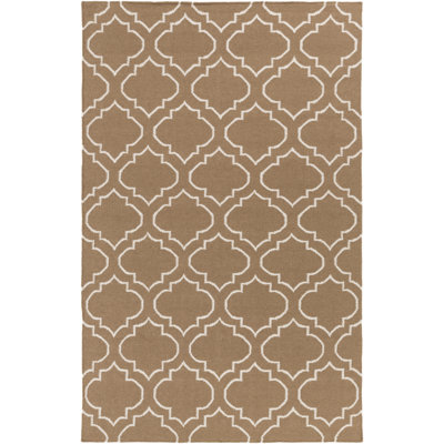 Tapis brun / beige en laine tissé à la main Aylesworth