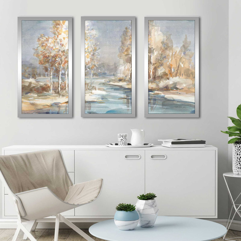 «Flowing River» - impression de cadre photo simple 3 pièces, H 33,5 po x l 52,5 po x P 1 po