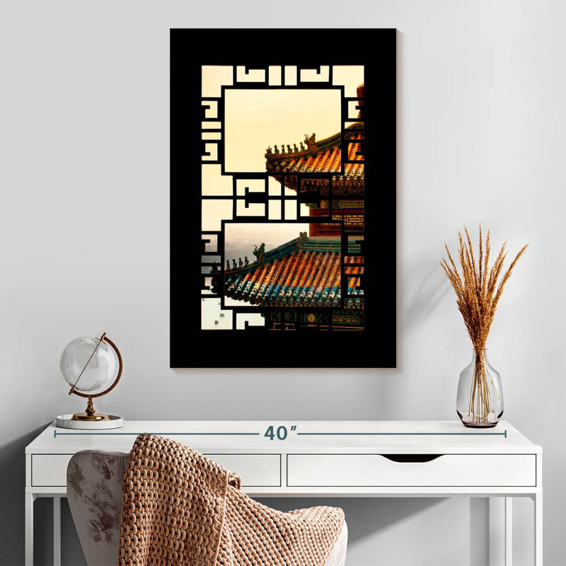 Aime Asian Window Sunset, 30" H x 20" W