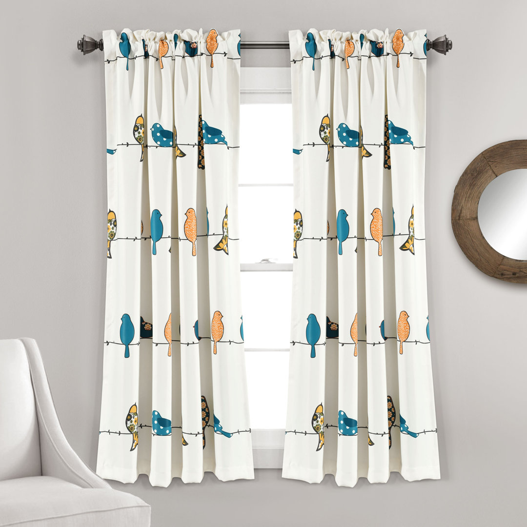 Rowley Birds Room Darkening Thermal Rod Pocket Curtain Panels (Set of 2) Frifoho