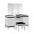 Denna Vanity Set With Stool, Tri-Fold Lighted Mirror, Black Glass Table