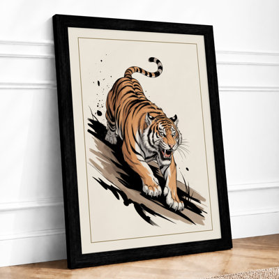 Stalking Tiger Japandi - Framed Print