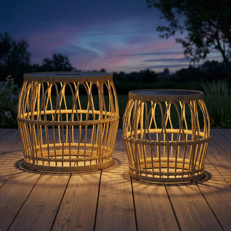 Ensemble de 2 tables basses gigognes à énergie solaire