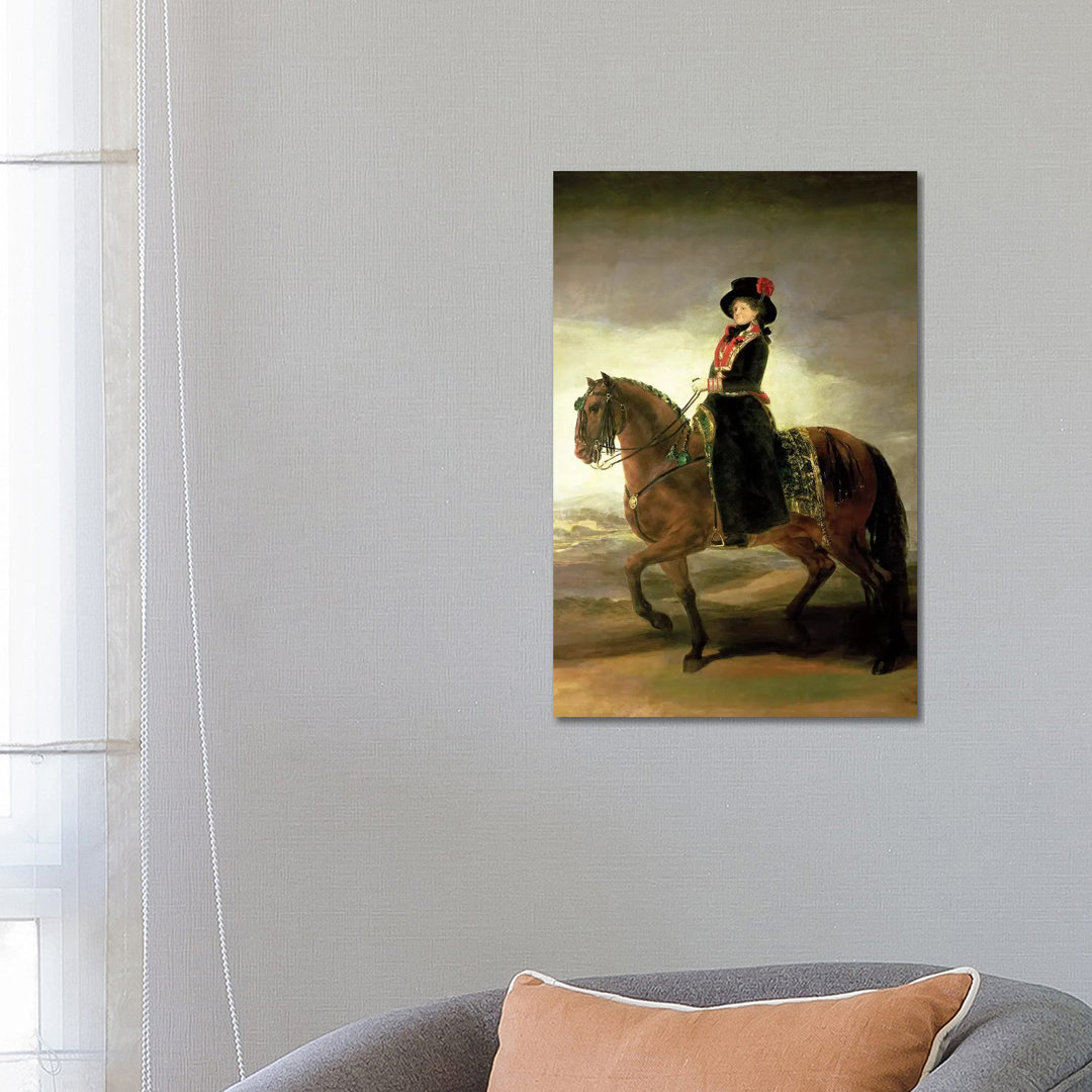 Equestrian Portrait Of Queen Maria Luisa (Wife Of King Charles IV Of Spain by Francisco Goya - Wrapped Canvas Print