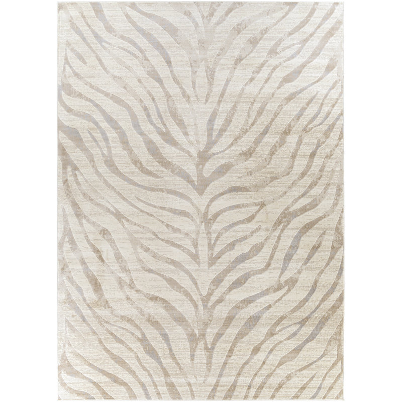 Edsel Oriental Light Gray/Beige Area Rug, Rectangle 7' x 9'