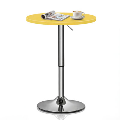 Valencia Holton Adjustable Height Round Bar Table Bistro Pub Table With Sturdy Metal Base And MDF Top For Dining Room, Kitchen, Or Patio
