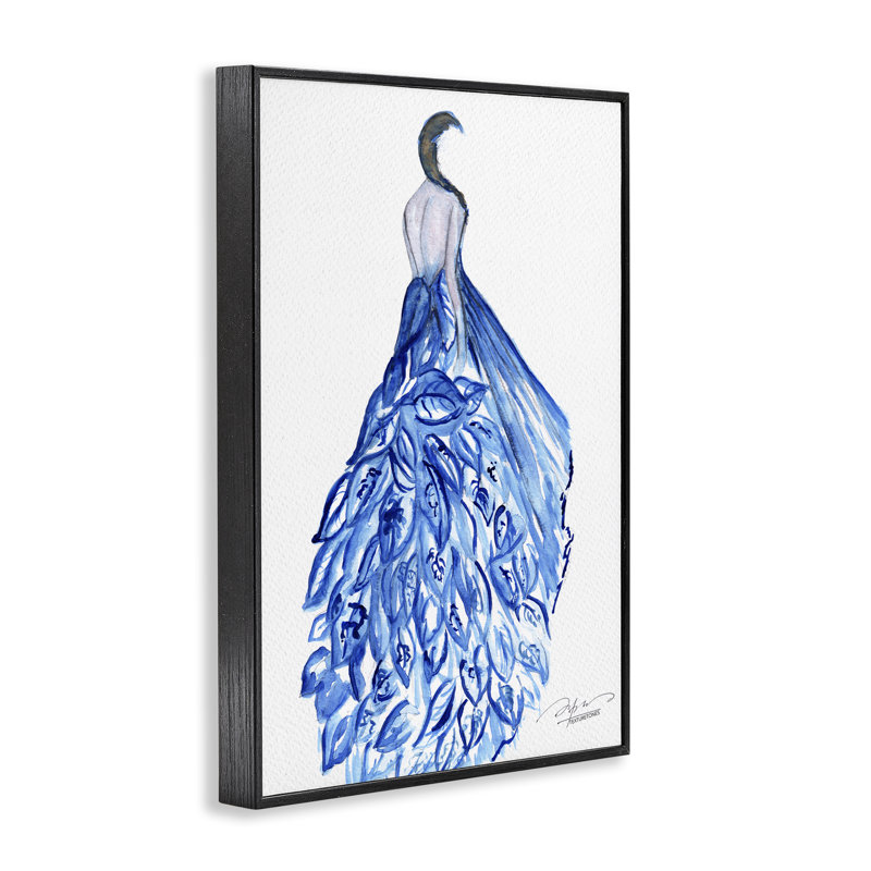 Chic et chic bleu flottant, estampe numérique, design par Texturetones, H 18 po x l 12 po, Giclée encadrée noir minuit