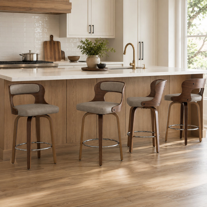Tabourets de bar pivotants en similicuir, 4, Gris foncé