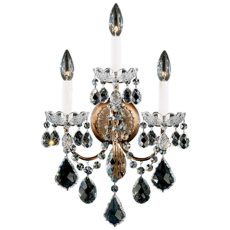 New Orleans Candle Wall Light, Strass Golden Shadow, Heirloom Bronze
