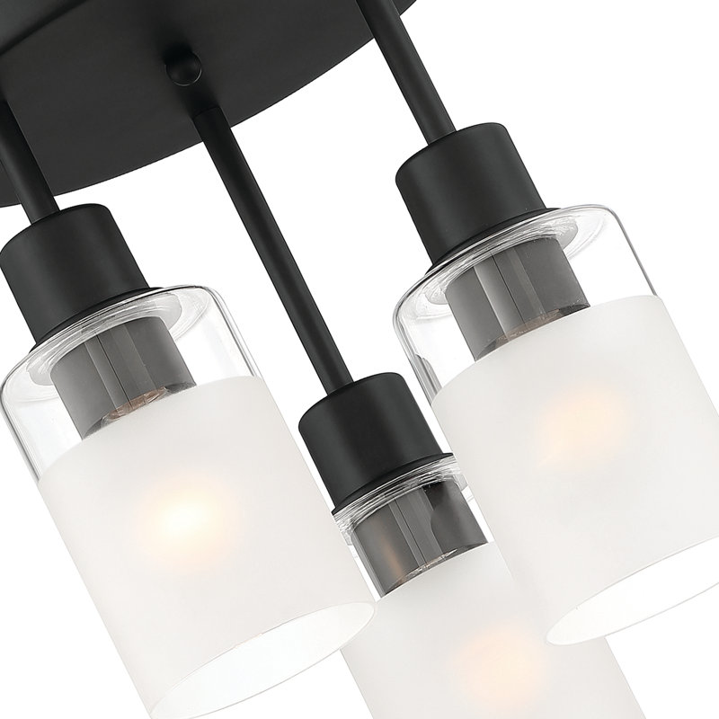 Archiebald Glass Semi Flush Mount, Matte Black