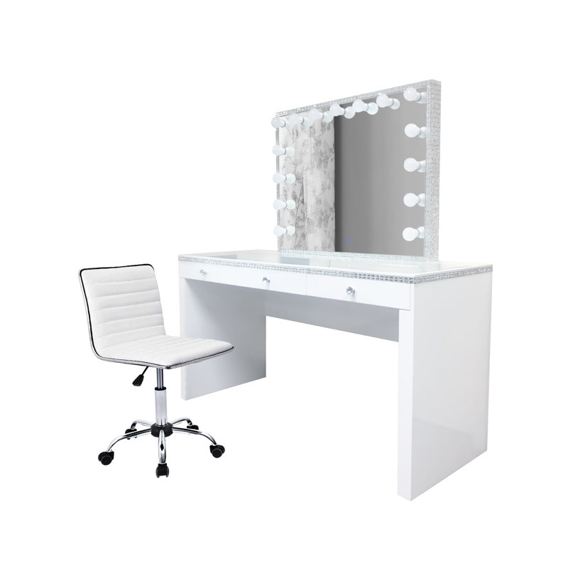 Coiffeuse avec tabouret et miroir