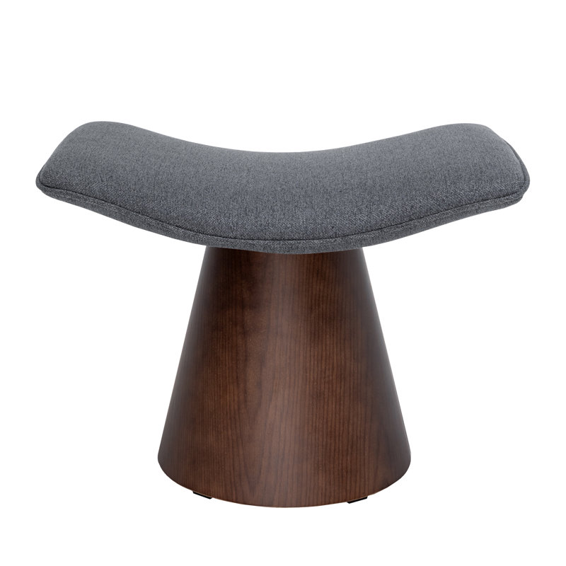 Jalsingh Upholstered Ottoman, Gray Revolution Performance Fabrics®, Walnut Oak