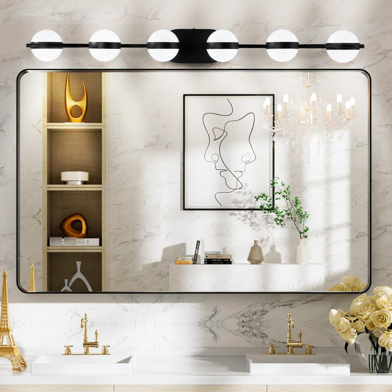 6 - Éclairage de meuble-lavabo noir, style moderne et simple, matériau en fer, brouillard, écoénergétique pour différentes pièces avec 6 lumières noires, économie, salle de bain, armoires de toilette, salle d'eau