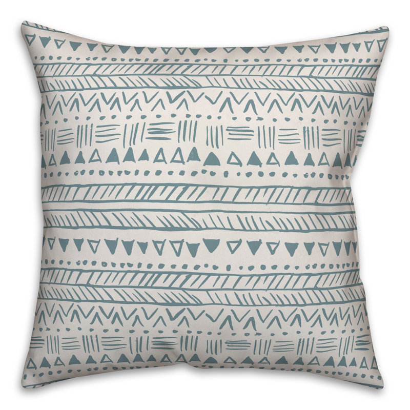 Throw Pillow, 18" x 18", Blue Geometric 6