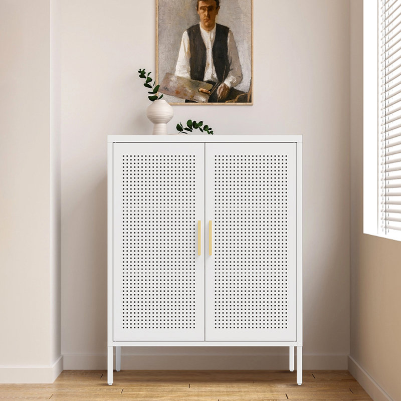 Armoire de rangement en métal blanc, 2 portes réglables, solution réglable, acier laminé à froid, stable pour tout espace, classeur en acier de 45,66 lb, finition blanche, fabrication haute résistance, protège les objets de valeur,