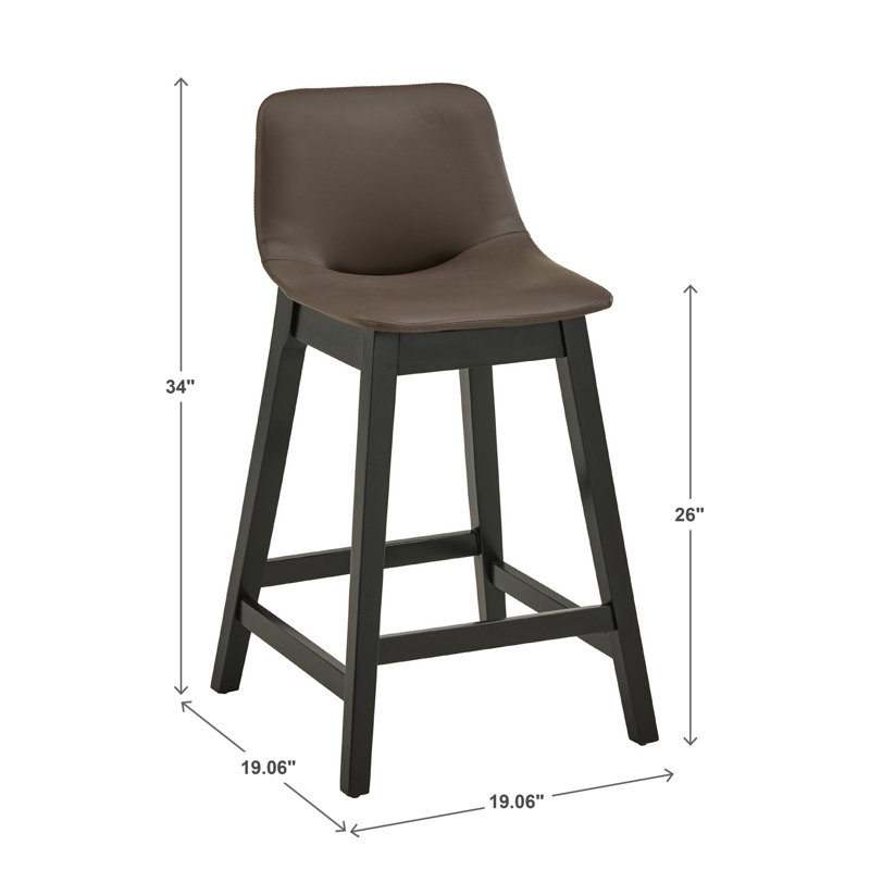 Griggsville Black Finish Vegan Leather Counter Height Chair (Set Of 2) - Gray, Brown