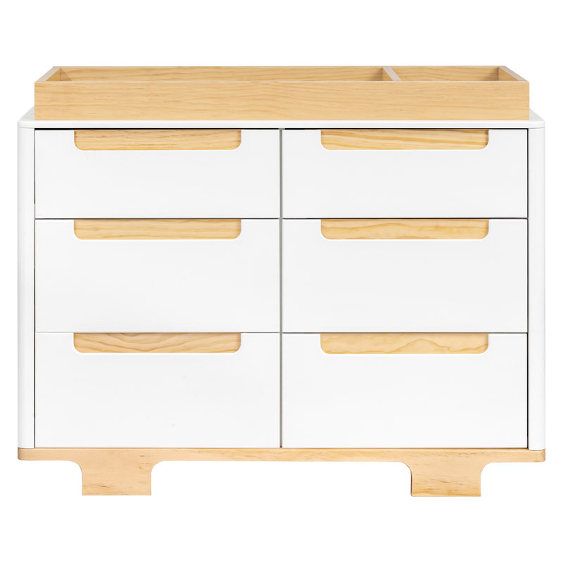 Yuzu 6-Drawer Dresser, White/Natural