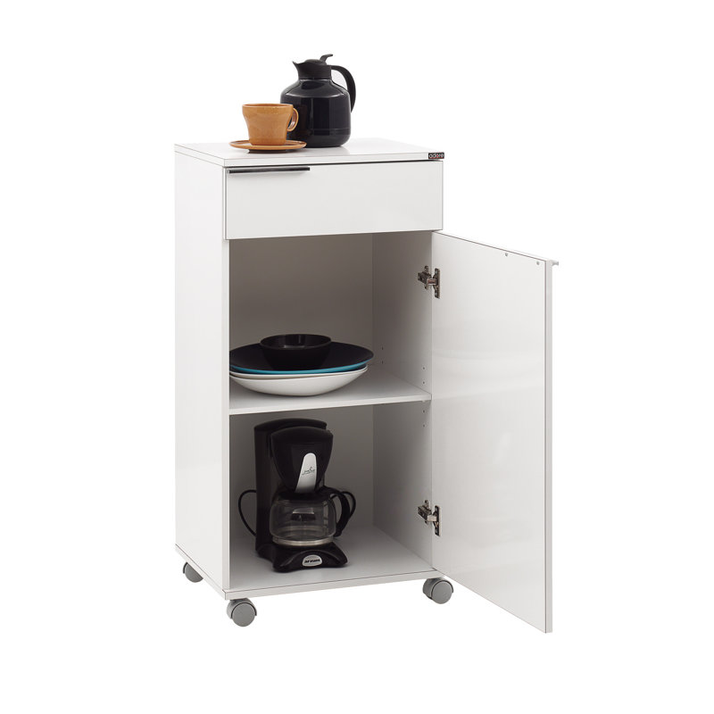 Multi-Purpose Cabinet with Wheeled Legs, White, 19.7 x 39.4 x 15.7 inches | Coated Particle Board, Thickness: 0.6 inches | Features 1 Drawer, Wall-Mountable Design, Perfect for Modern Home & Office Storage