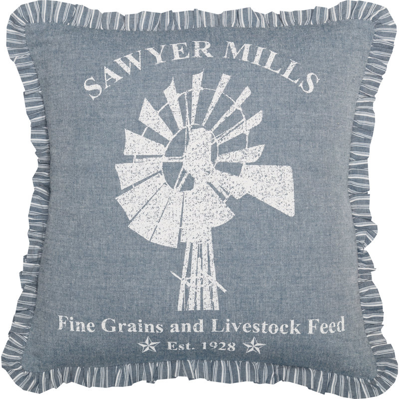Sawyer Mill Square 100% Cotton Pillow Cover and Insert, Blue