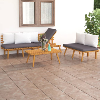 Chaise longue avec coussins 4 pièces Damita