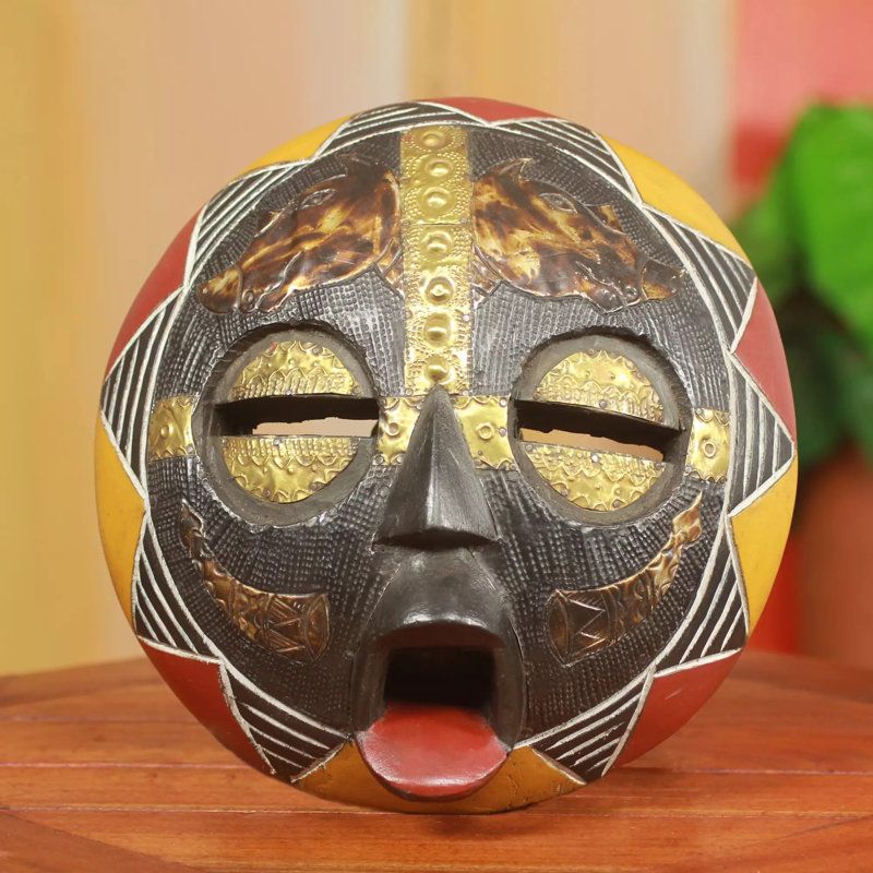 Décoration murale masque en bois rhino